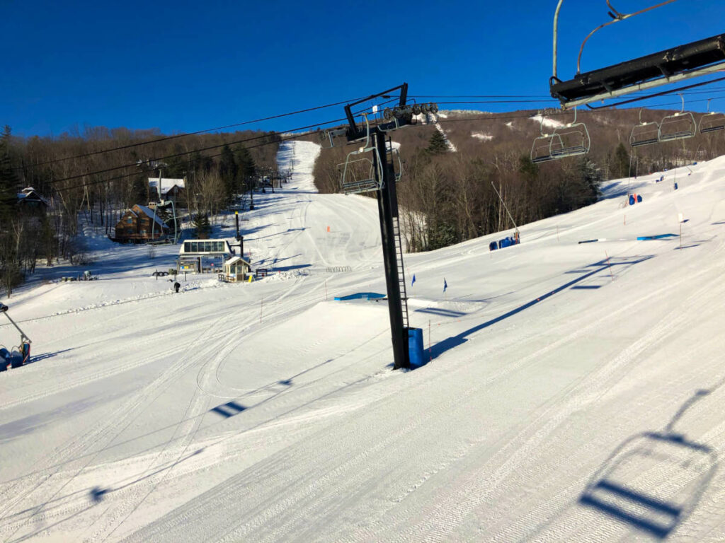 View of the ski lifts at Okemo Mountain Resort