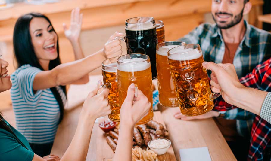 A group of friends enjoying their drinks