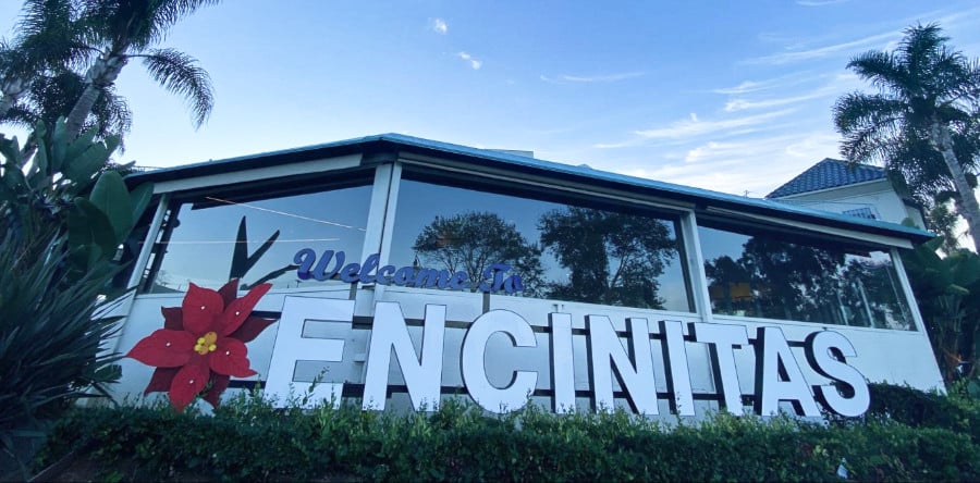 Big welcome signage of Encinitas outside. 