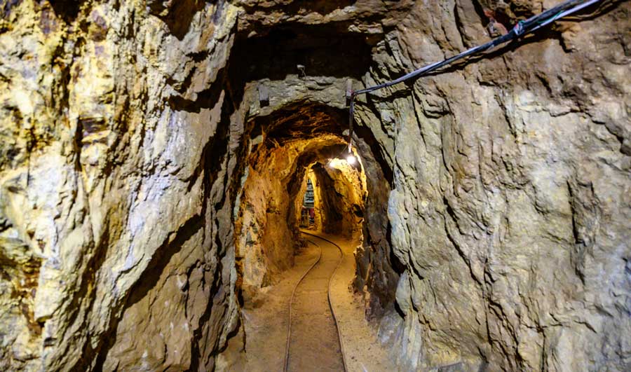 View of the tunnel underground in Mollie Kathleen Gold Mine