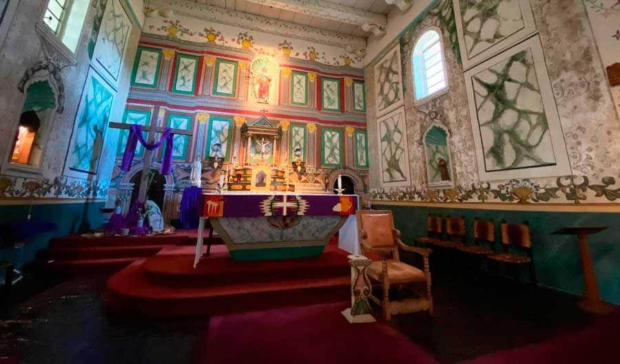 View from the inside of Old Mission Santa Inés