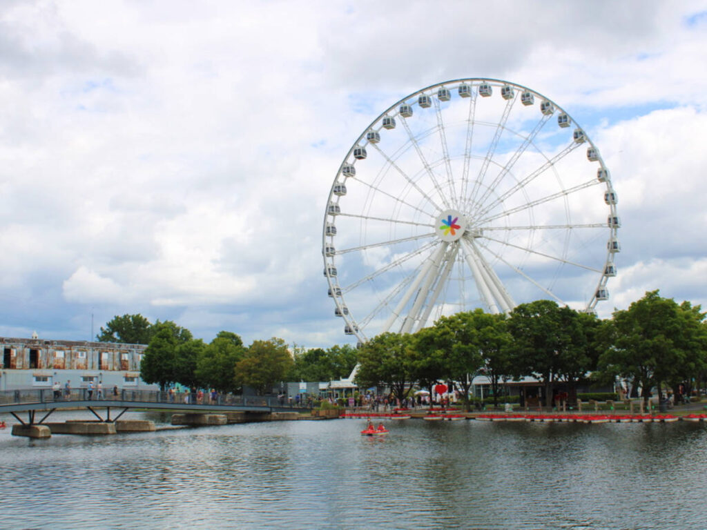View of a ferris wheel at the Old Port waterfront