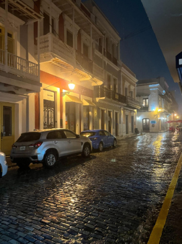 A street in Old San Juan’s Historic District at night
