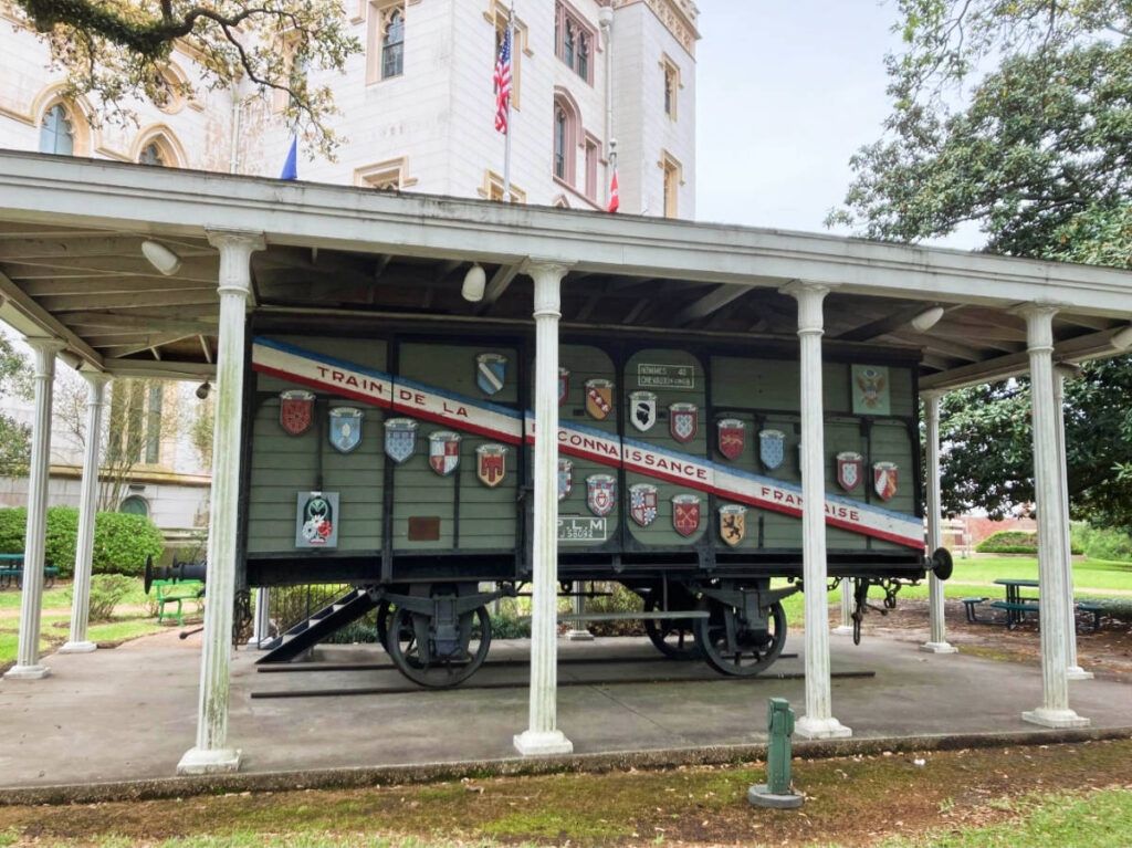 A train cart at the Old State Capitol Museum