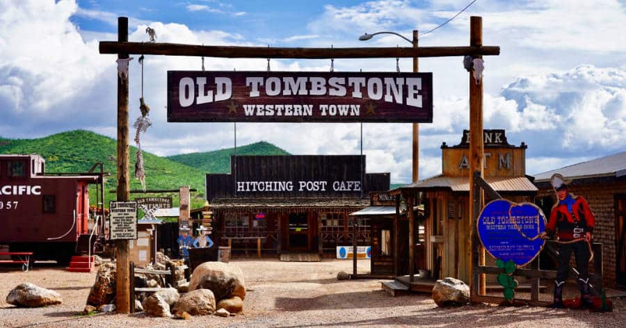 View at the entrance of the historic section of the Tombstone.