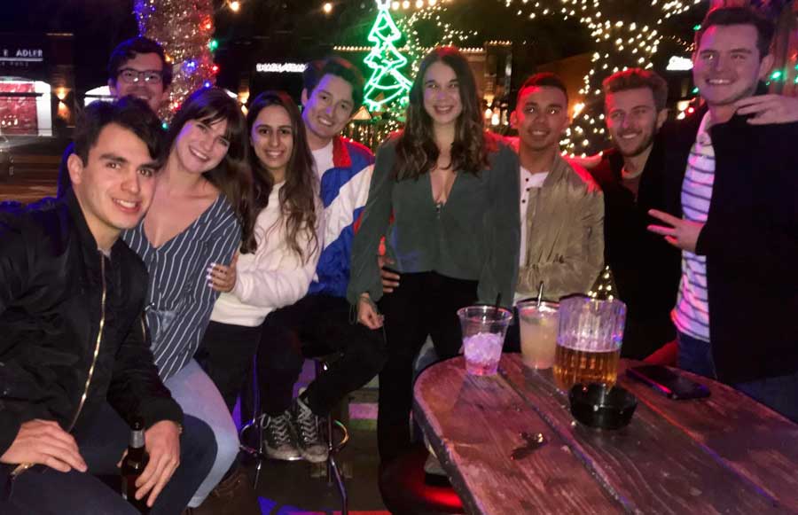 The author with her friends enjoying their night life in Old Town Scottsdale