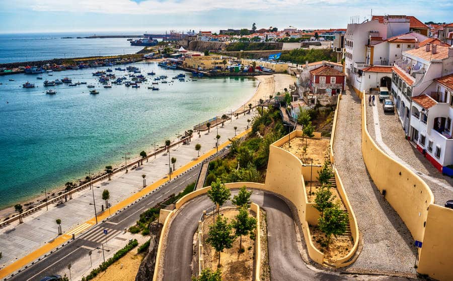 Beautiful landscape of the coast and the old town of Sines