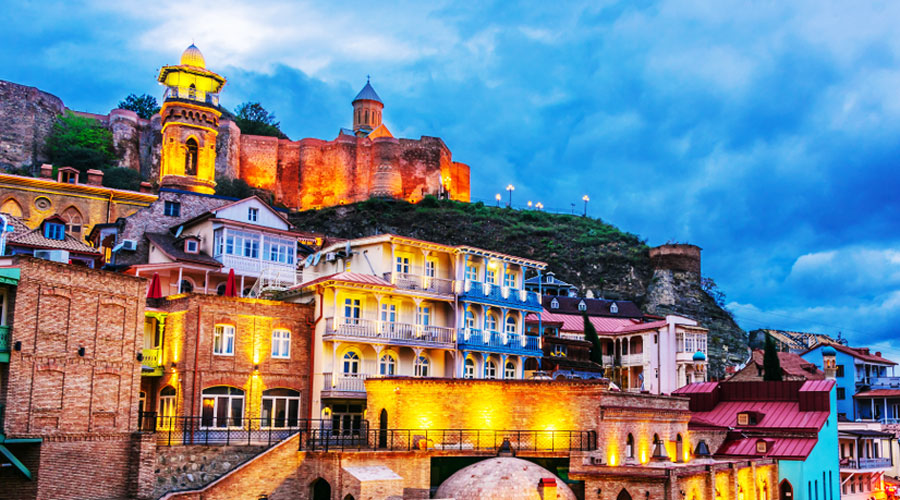 View of the Old Town of Tbilisi before night falls