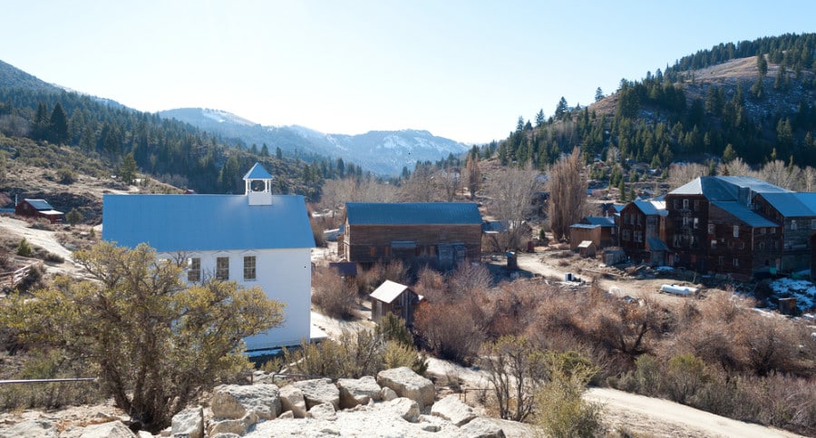 View of the abandoned old buildings in Silver City