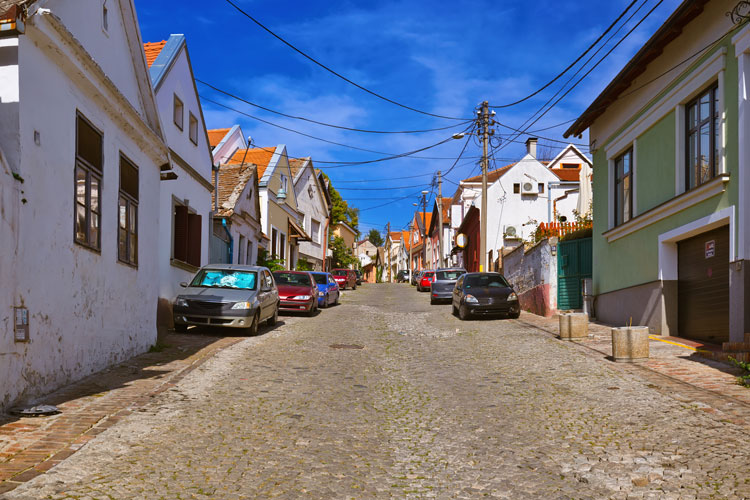 Old street in Zemun with cars
