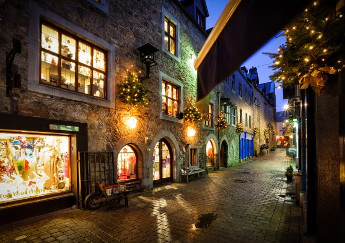 A narrow street in Galway's old town