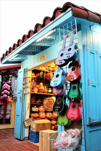 Different items displayed outside the Olvera Street Artisan Shop