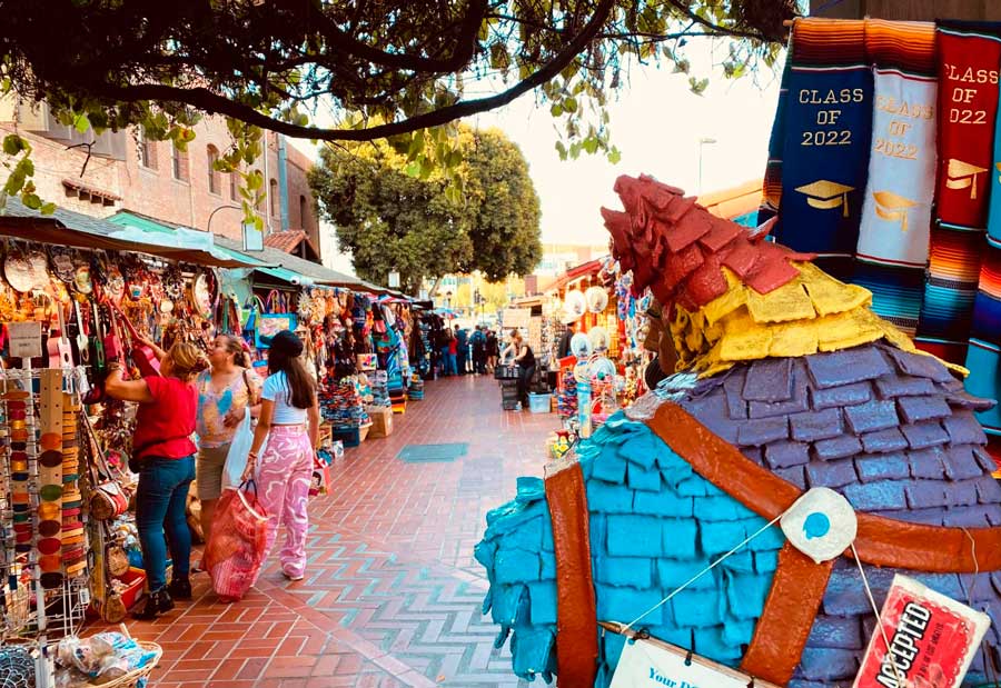 Different stalls on the Olvera Street