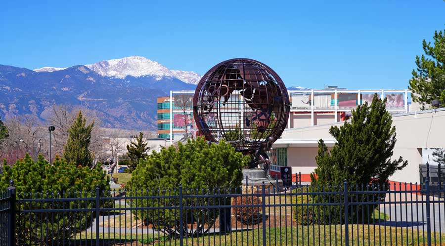 View of a big globe in Olympic Training Center