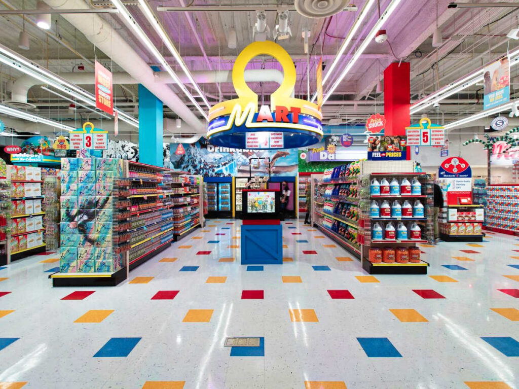 View of the displays inside the Omega Mart