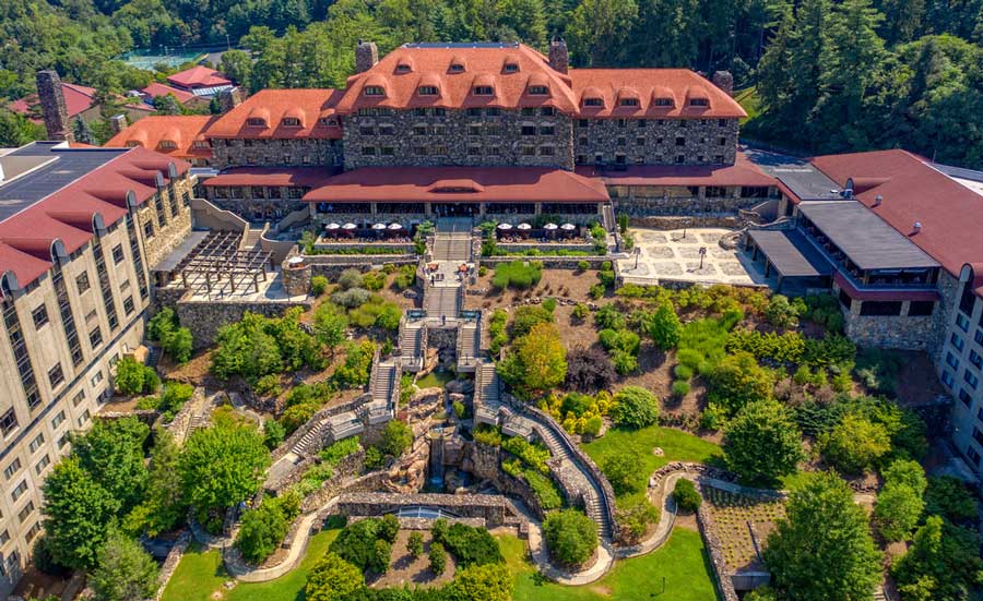 Aerial view of the Omni Grove Park Inn