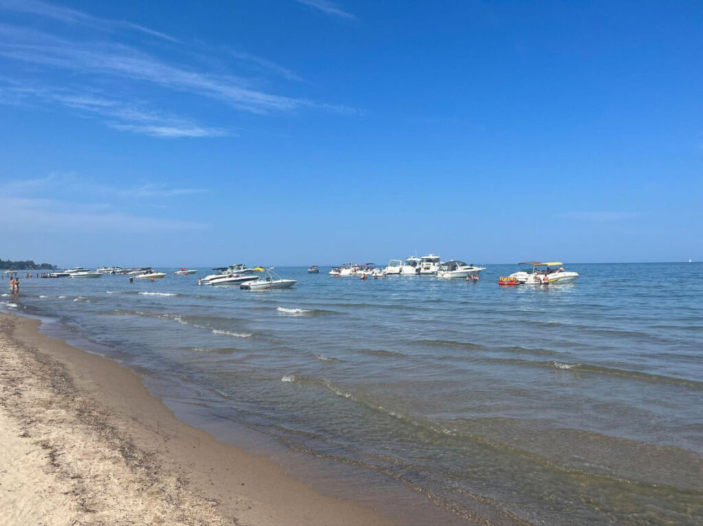 View of Boats sitting on Lake Ontario during a sunny day