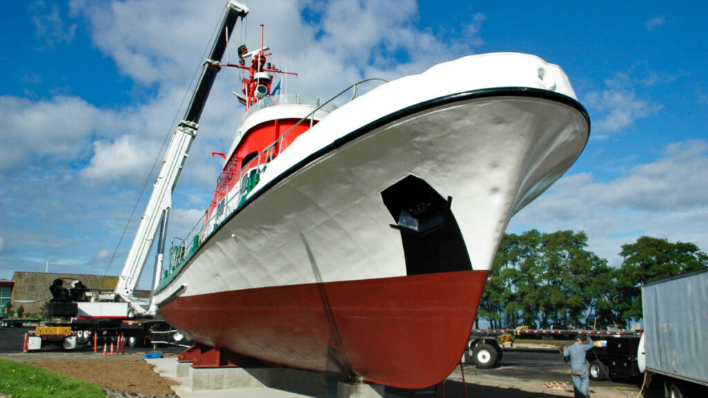 View of the boat mounted display at Oregon Maritime Museum