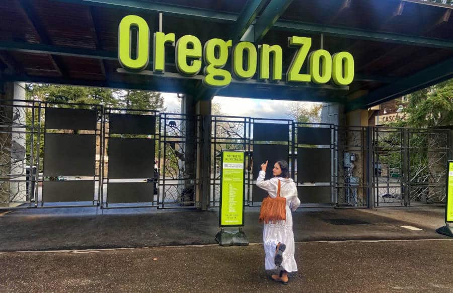 The author outside the Oregon Zoo