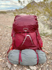View of the Osprey Aura AG LT 65 during a hike