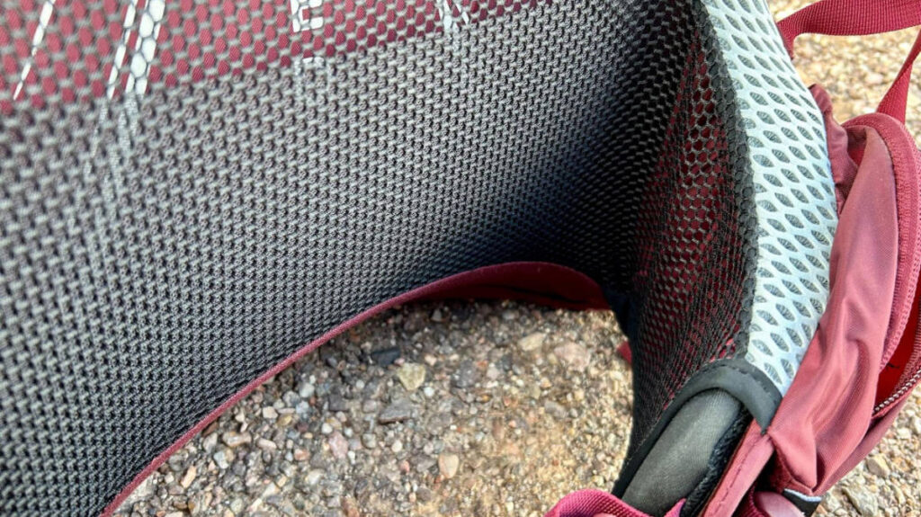 Close up view of the back panel of Osprey Aura AG LT