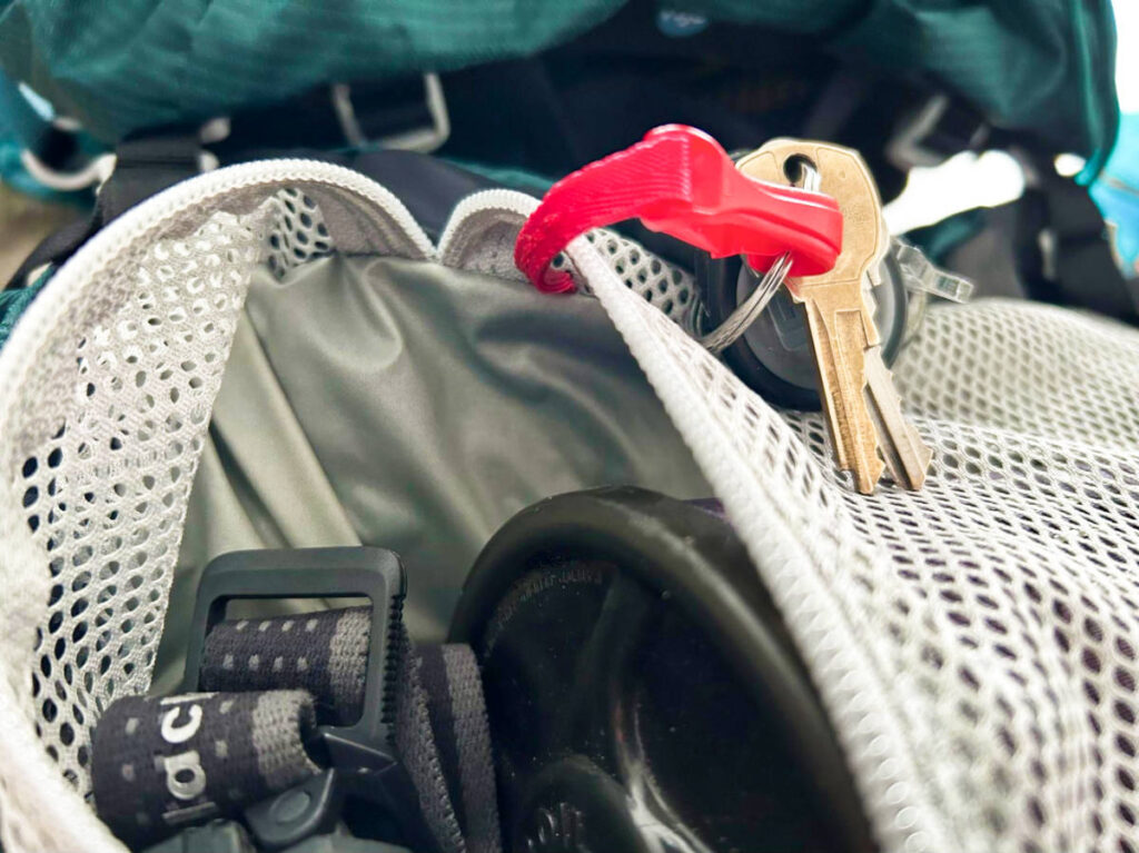Mesh storage inside the Osprey Eja Backpack