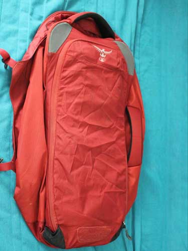 The Osprey Farpoint 55 when the backpack straps is fully closed