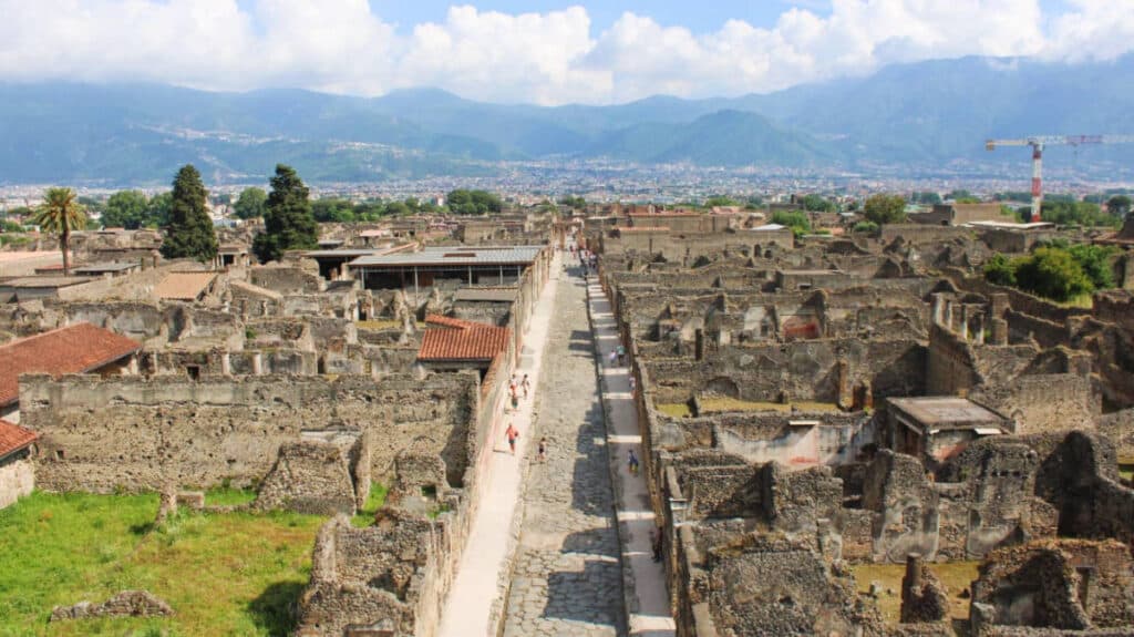 Overlooking view of Pompeii