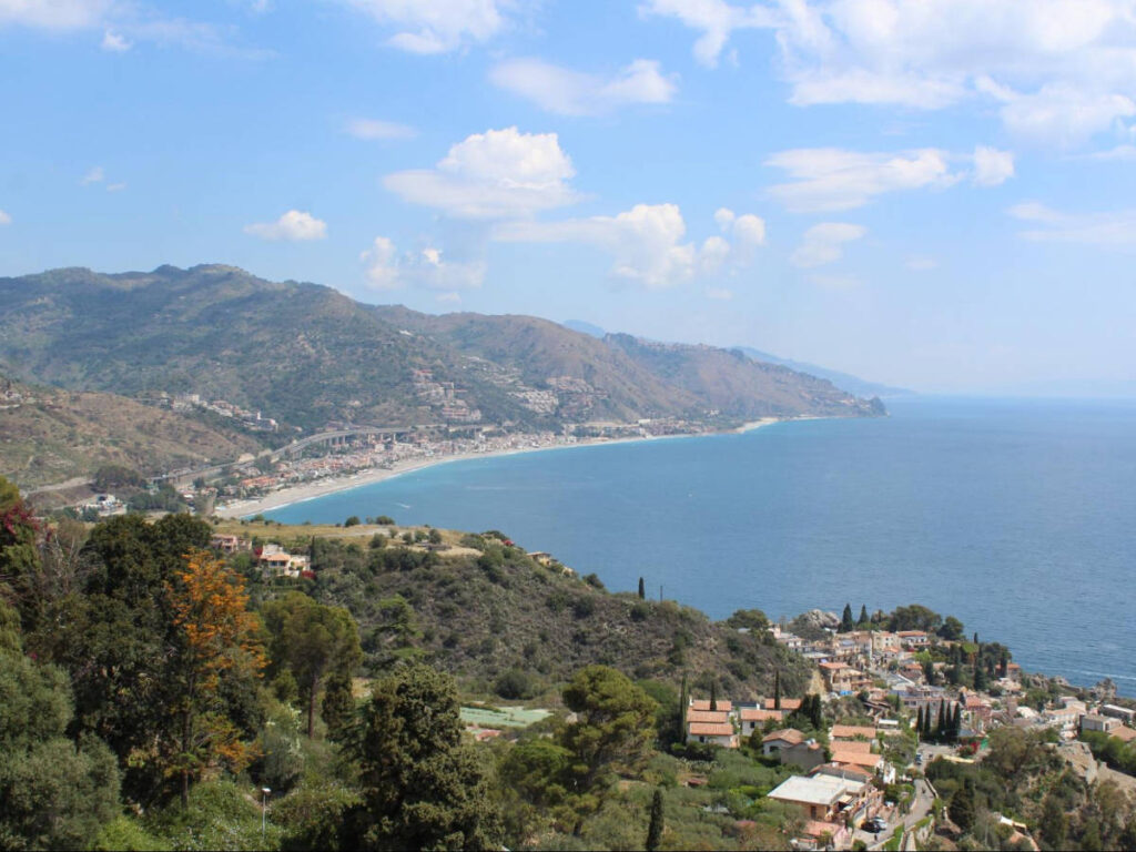 Blue sky and blue water in Taormina