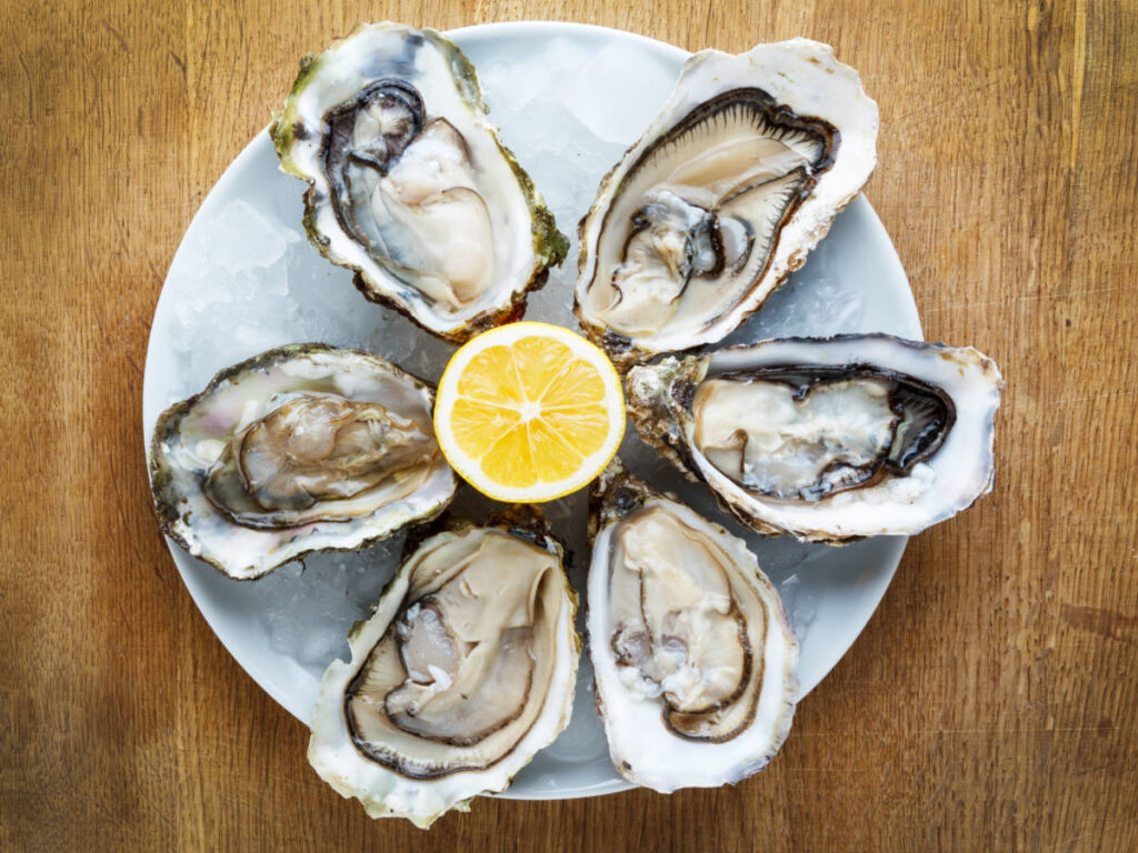 Fresh oysters served in Mistral with lemon
