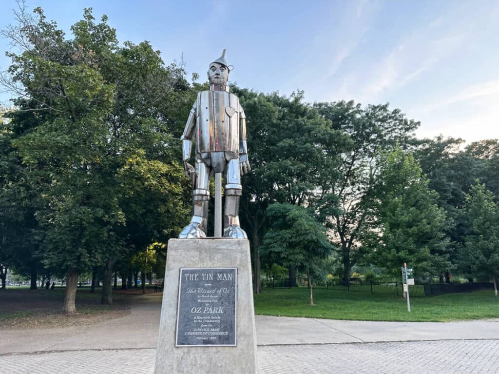 The Tin Man statue displayed at the Oz Park