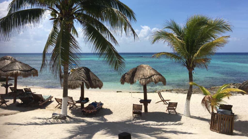Tourist relaxing at the Paamul Beach