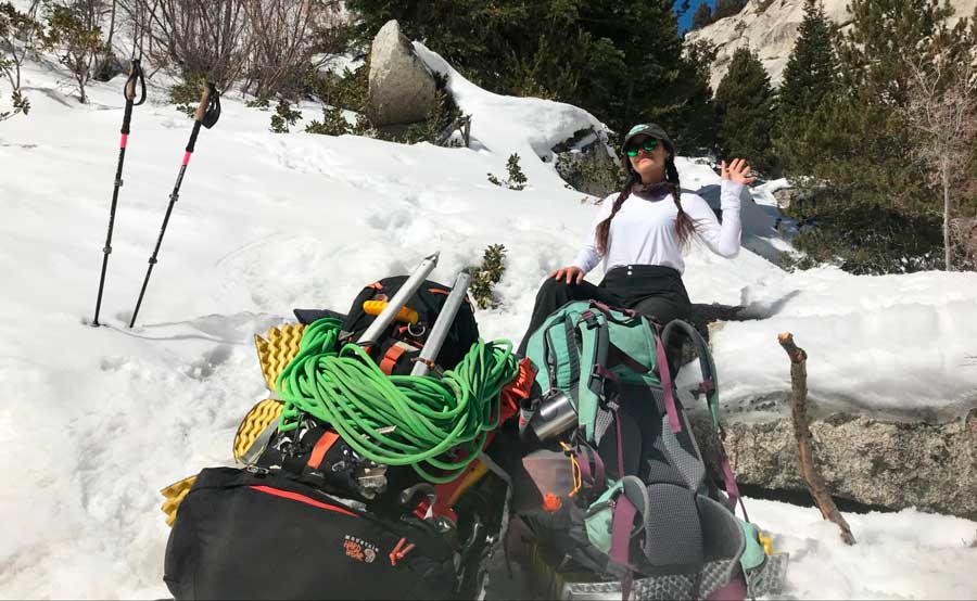 The author posing for a photo during one of her hike at winter season