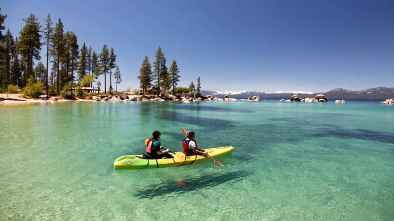 People enjoying paddleboarding in Lake Tahoe