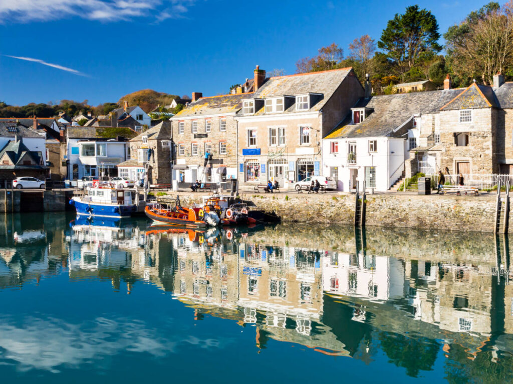 Padstow harbour reflecting on the water