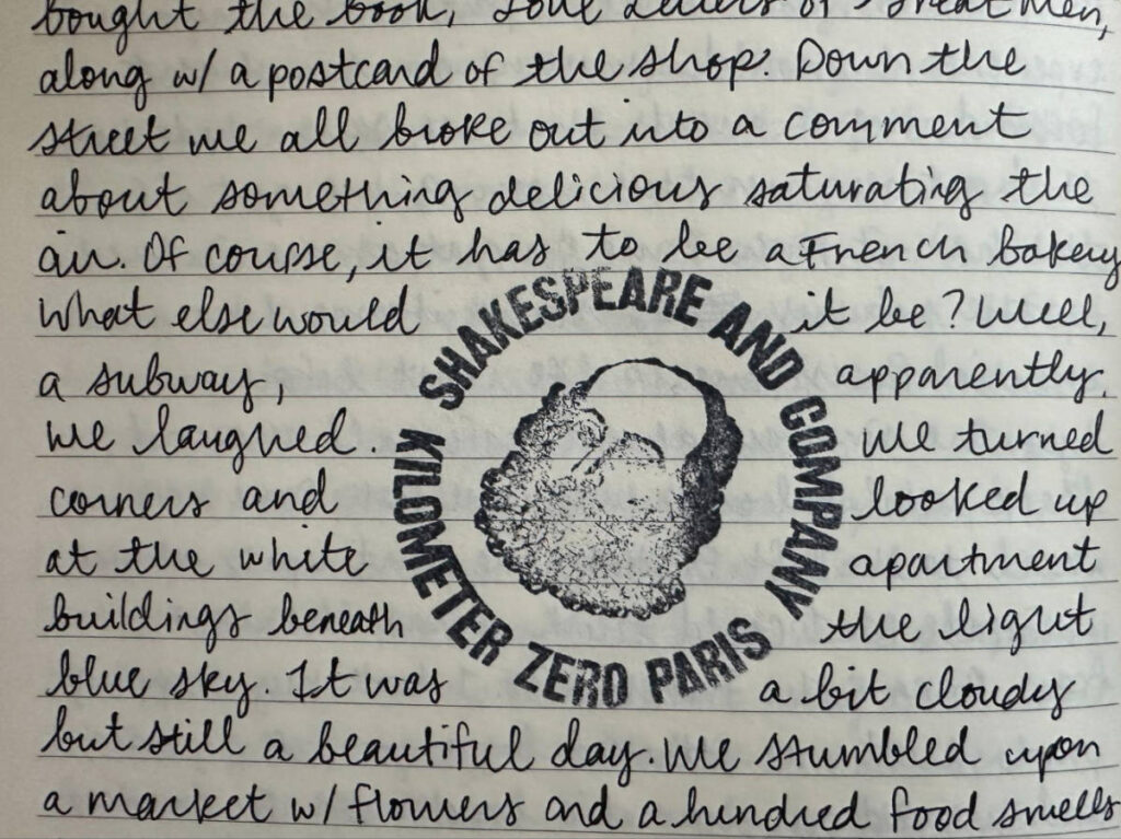 An entry on Lea Rose's journal during her visit in Paris