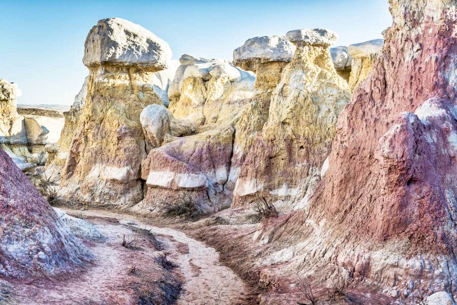 View of the geological formations of clay and sandstone at Paint Mine Interpretive Park in Calhan
