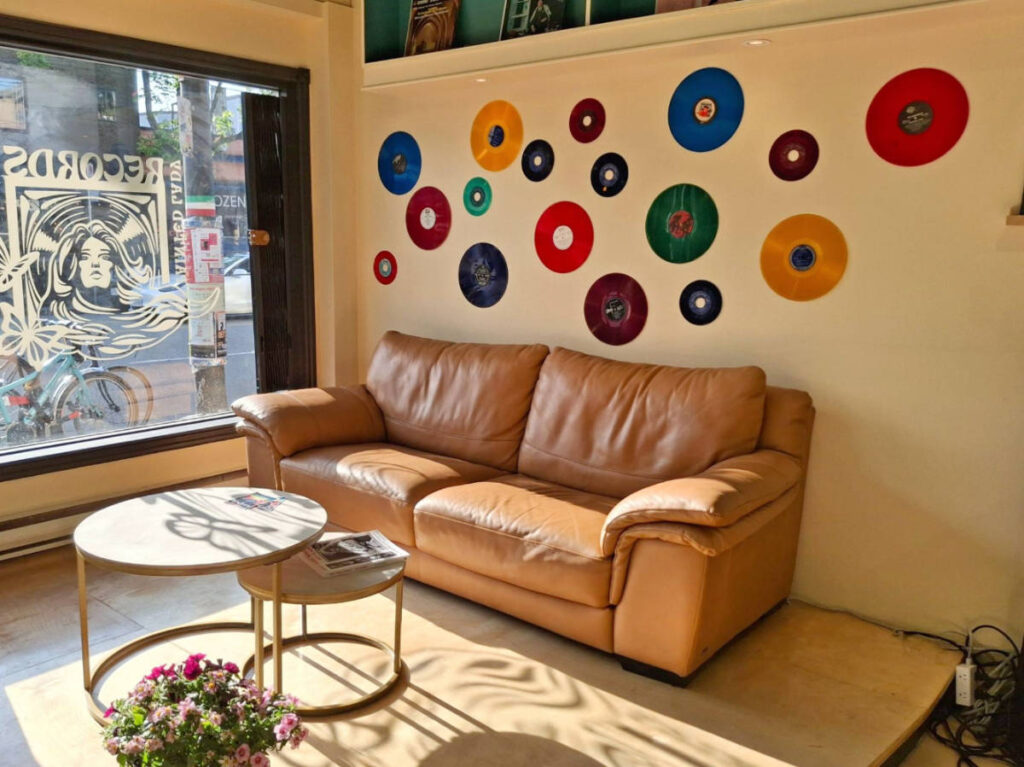 View from the inside of Painted Lady Records
