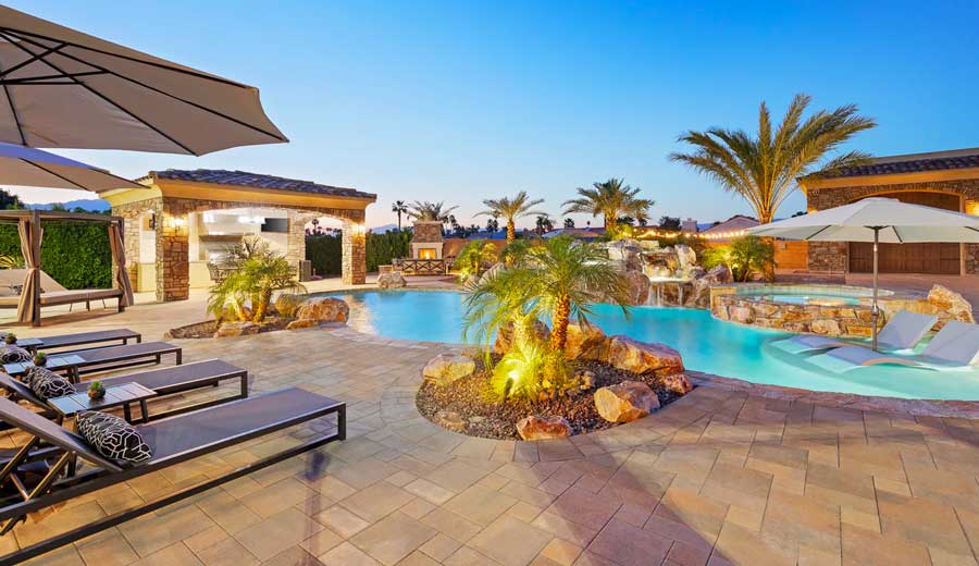 Pool area on a rental home in Palm Desert