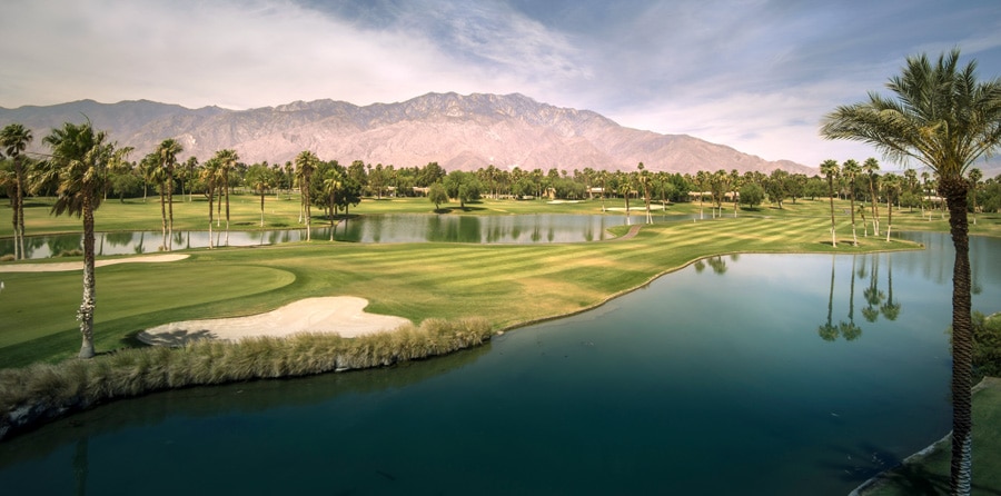 Landscape view of the Palm Spring with the Chino Canyon on the background