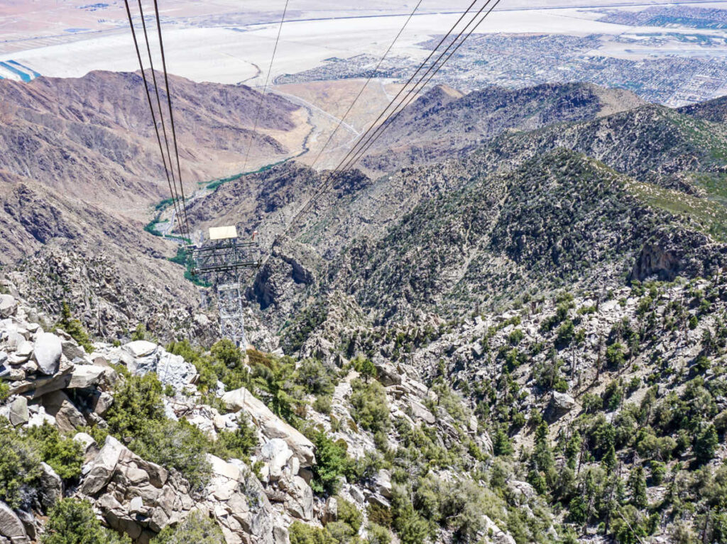 Scenic view of Palm Springs from the tramway cable car