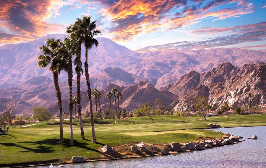 Overlooking view of a golf course in Palm Springs