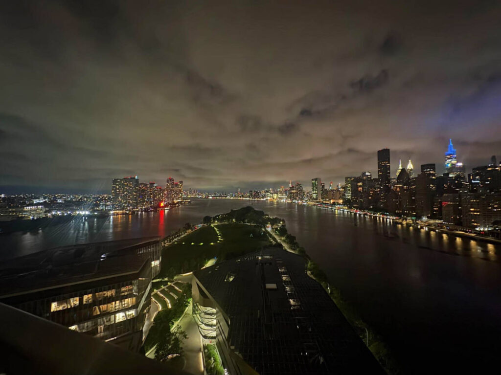 Overlooking view at the Panorama Room on Roosevelt Island at night