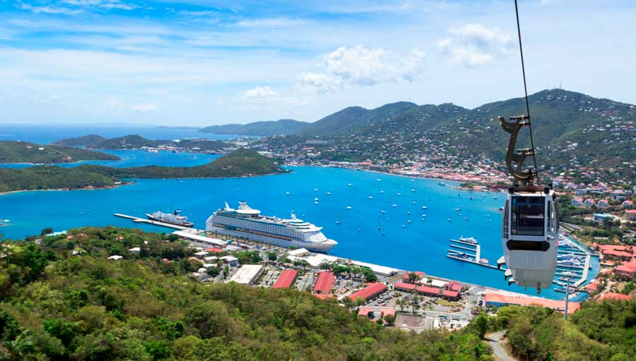 Scenic view from Paradise Point and a cable car