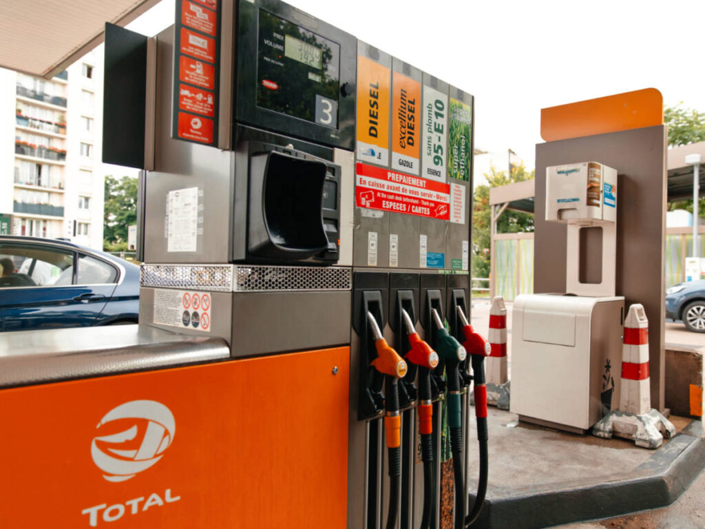 View of the fuel pumps at the Petrol Station in Paris