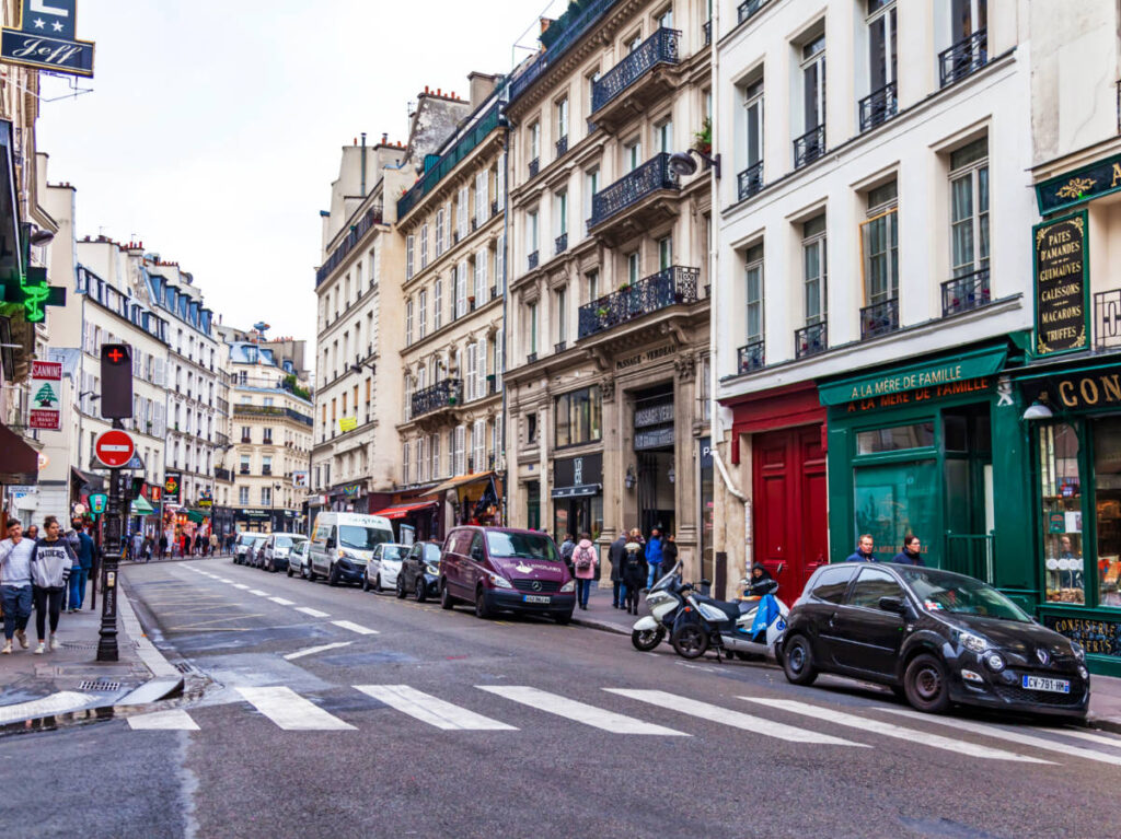 View of the parked cars outside the establishments in Paris