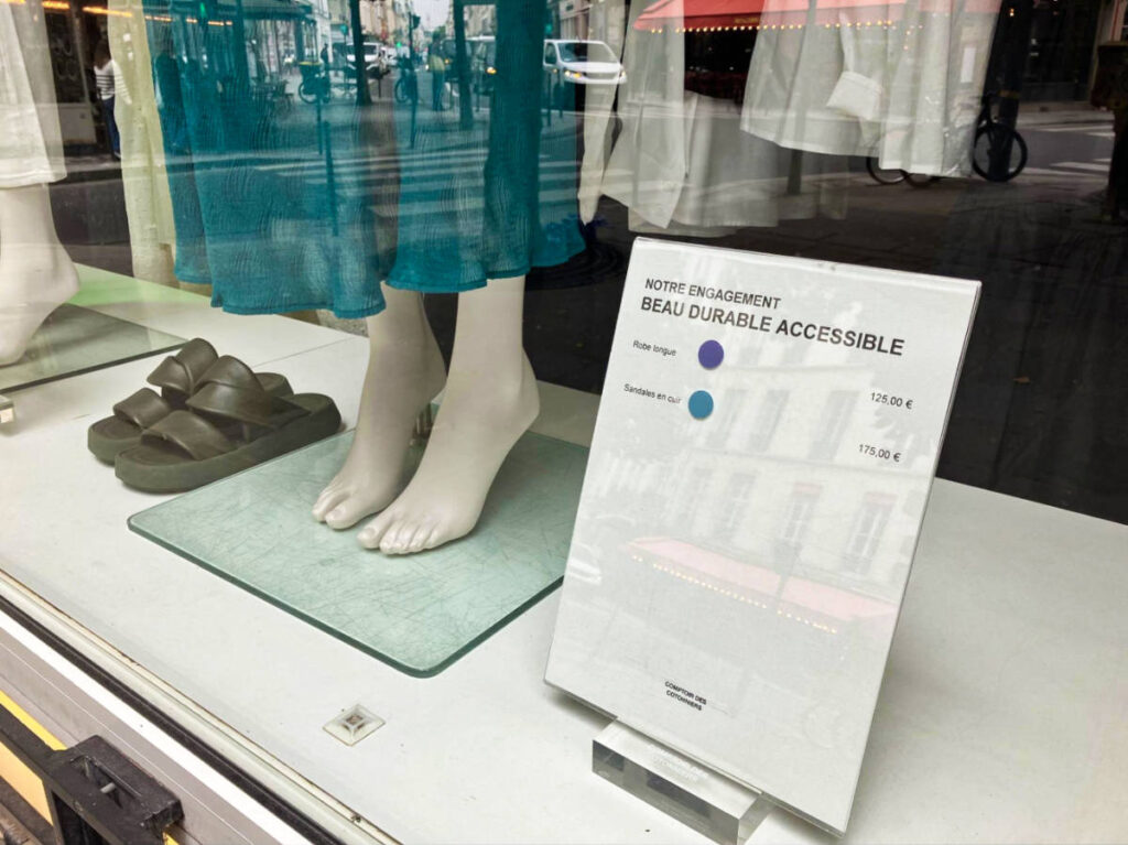 View of the Parisian store's display from the window outside