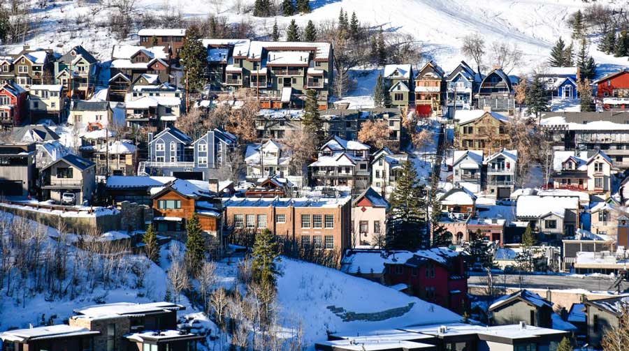 Overlooking view at the Park City Mountain Resort during winter season