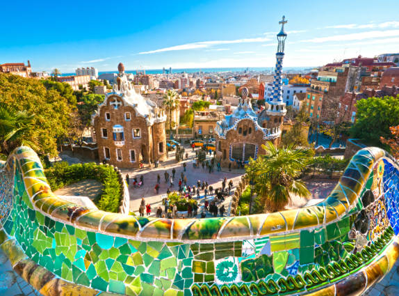 A vibrant view of Park Guell in Barcelona