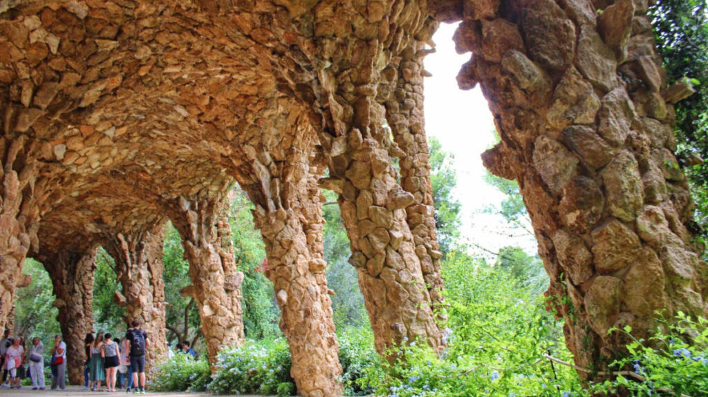 View of people visiting in Park Güell